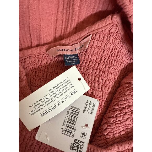 American Eagle Pink Smocked Babydoll Dress with Ruffle Hem & Pockets – XL NWT - Picture 9 of 10